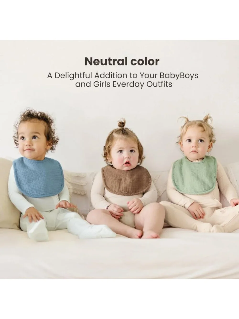 10-Pack Soft Cotton Muslin Baby Bibs, Bandana Style for Drooling & Teething